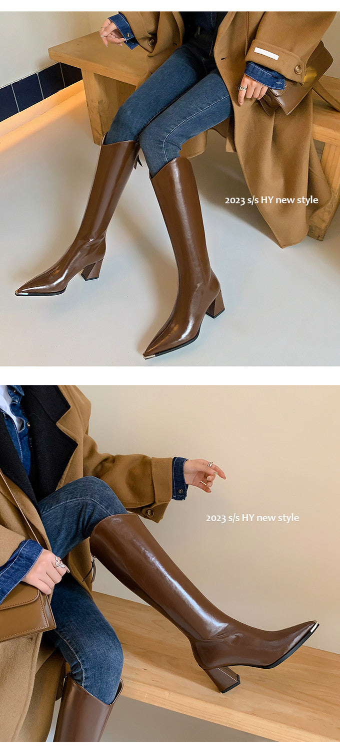 Karin Luna In Stock In-stock Pointed Toe Elegant High Heels v Slimming Effect Long Boots