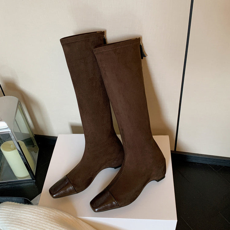 Karin Luna In Stock In Stock Patchwork Long Boots Elegant Versatile