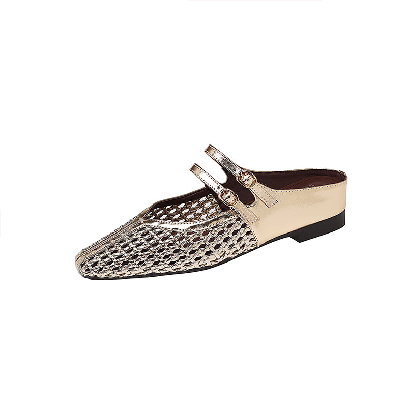 Karin Luna In Stock Spot Goods Hollow Woven One-Strap Closed-Toe Slippers