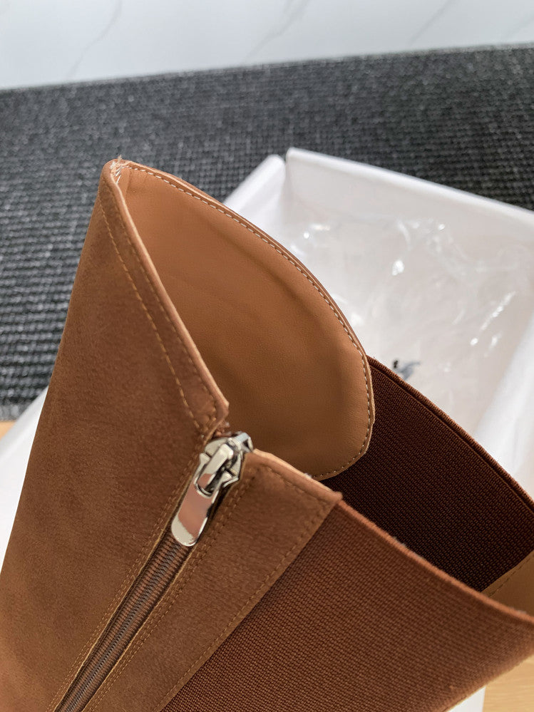 Karin Luna In Stock Versatile Irregular Stretch Fabric Long Boots