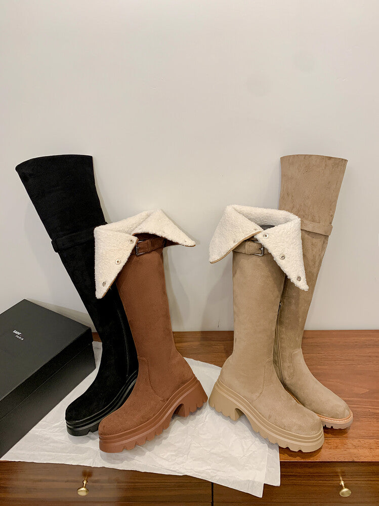 Karin Luna has prepared stock  Main Push Main Push  Hot-selling Large Sole Self-flowing Foldable Round Toe Over-the-Knee Boots