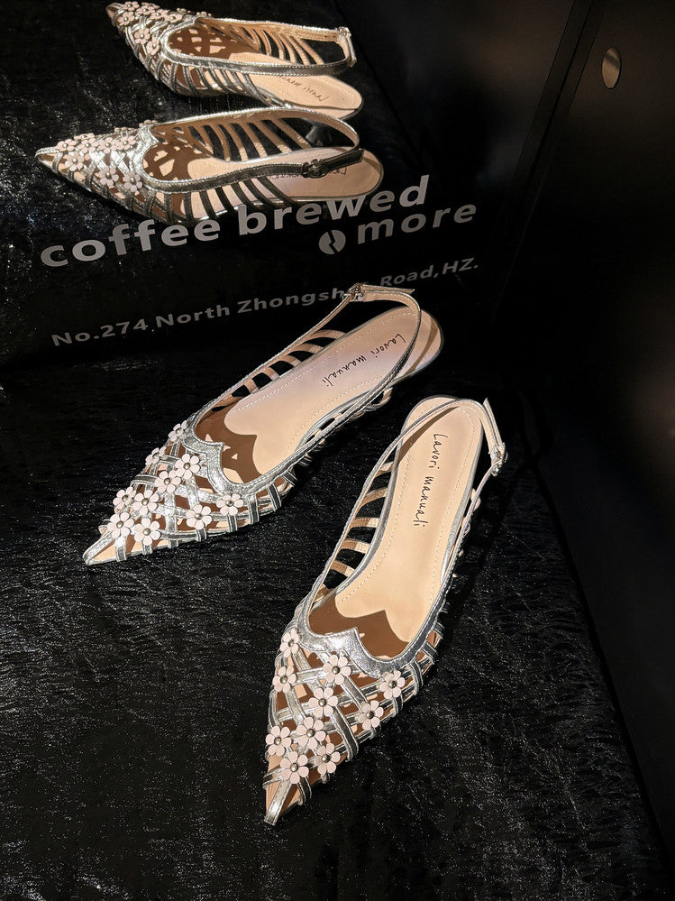 Karin Luna In Stock Spot Goods  Purely Handmade Flowers High-end Hollow Out Sandals