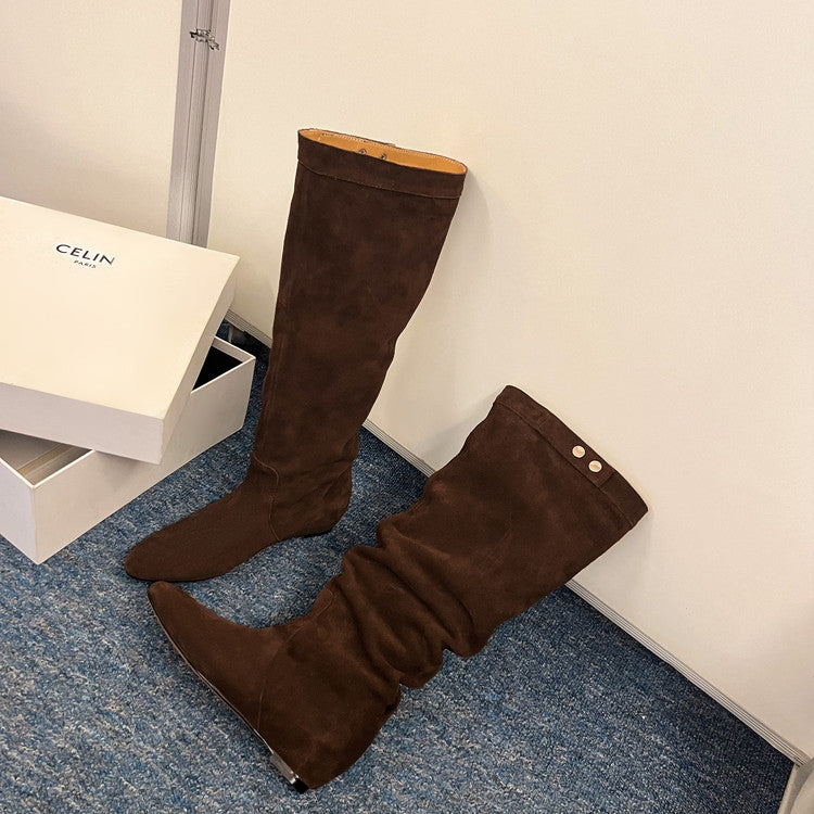 Karin Luna In Stock Spot Goods  Bestselling Suede Leather Sold Out Fast: Pile of Matte Inner Height-Increasing Western Boots