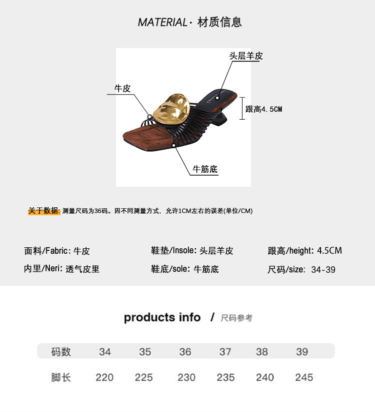 Karin Luna Bestseller Popular New Image  Comes with data plan included Resort Style Irregular Heel Thin Strap Slippers
