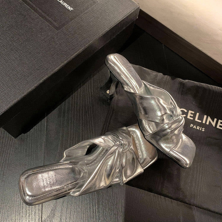 Karin Luna In Stock Spot Goods   Absolutely amazing4Color Cross Strap Thick Heel Square Toe Soft Slippers