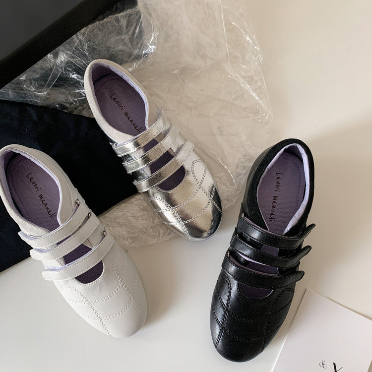 Karin Luna Casual Shoes Series~  In Stock In Stock Magic Tape Round Toe Internal Height Increase Single Strap Flats