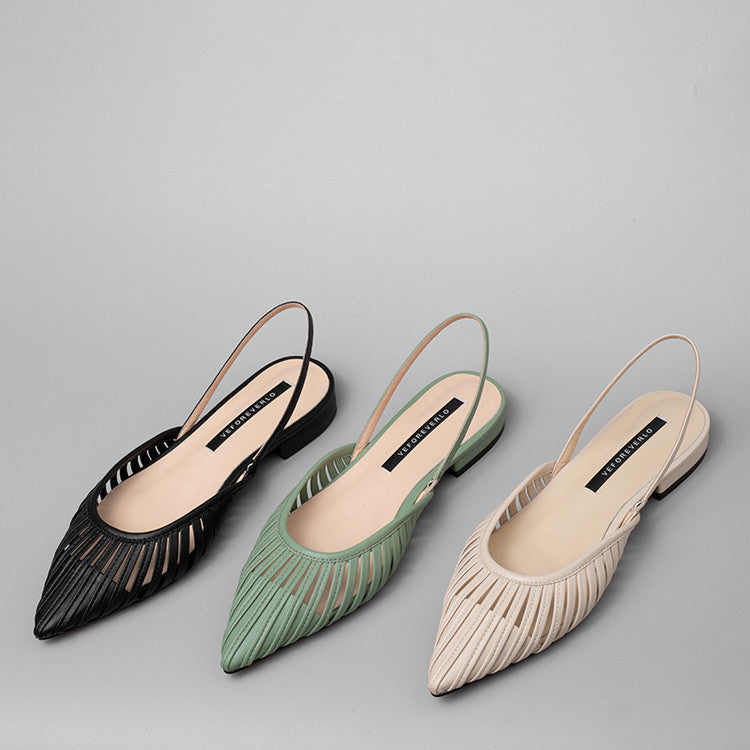Karin Luna Bestseller Spot Goods French Retro Style Thin Strap Flat Heel Closed Toe Slippers