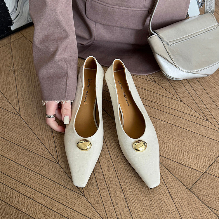 Karin Luna In Stock In Stock ~Basic Versatile French Style Small Square Toe Shallow Mouth Single Shoes