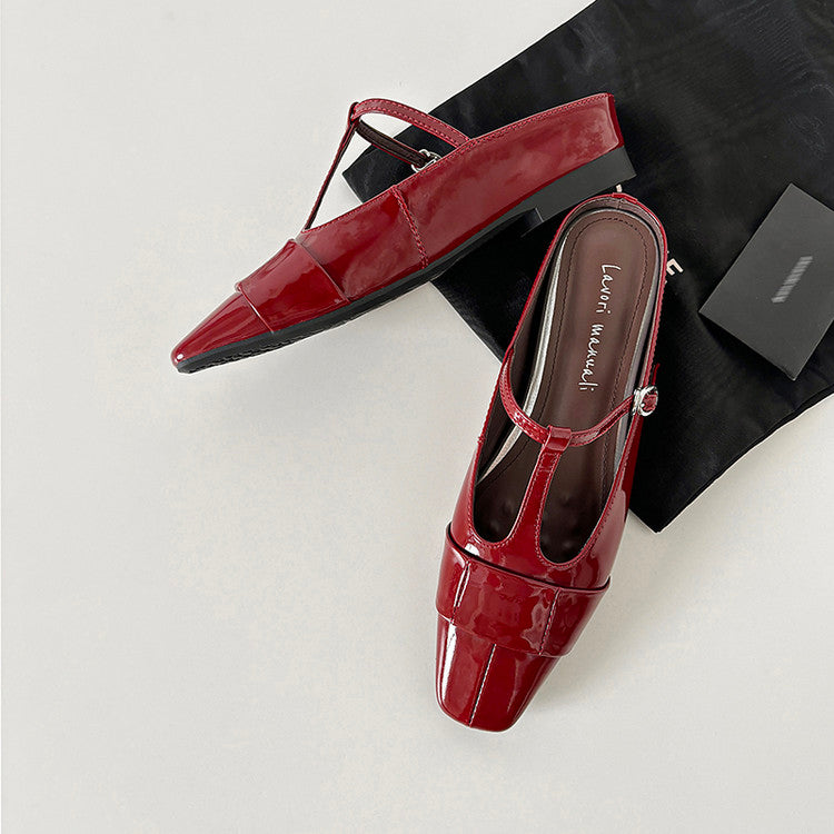 Karin Luna In Stock Spot Goods  t Square-Toed Full Leather Basic Slippers