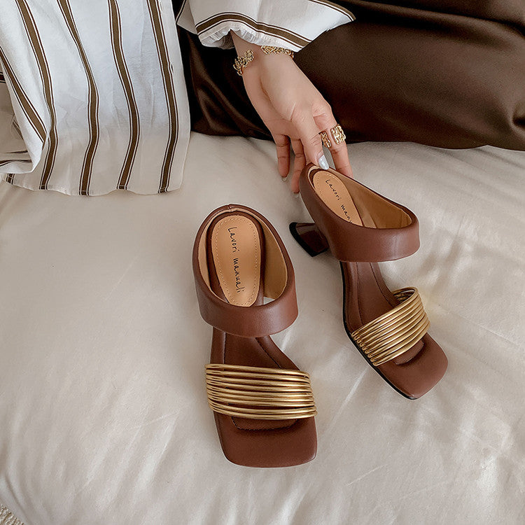 Karin Luna In Stock In Stock Minimalist Style Square-Toed Elegant Slippers