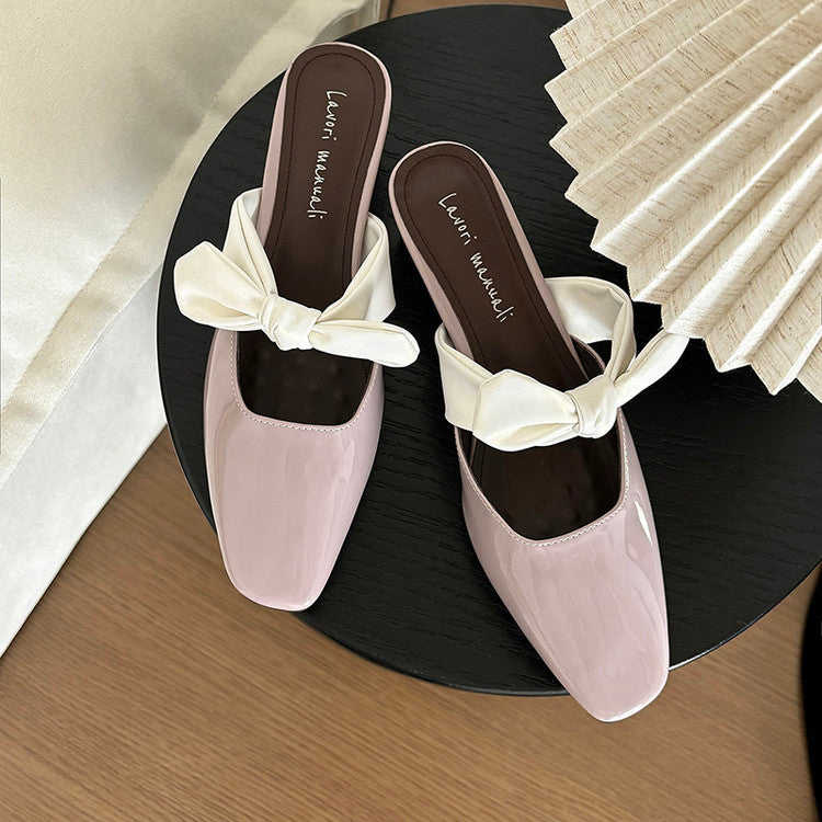 Karin Luna In Stock In Stock  Fluffy feel Bowknot Closed-Toe Slippers