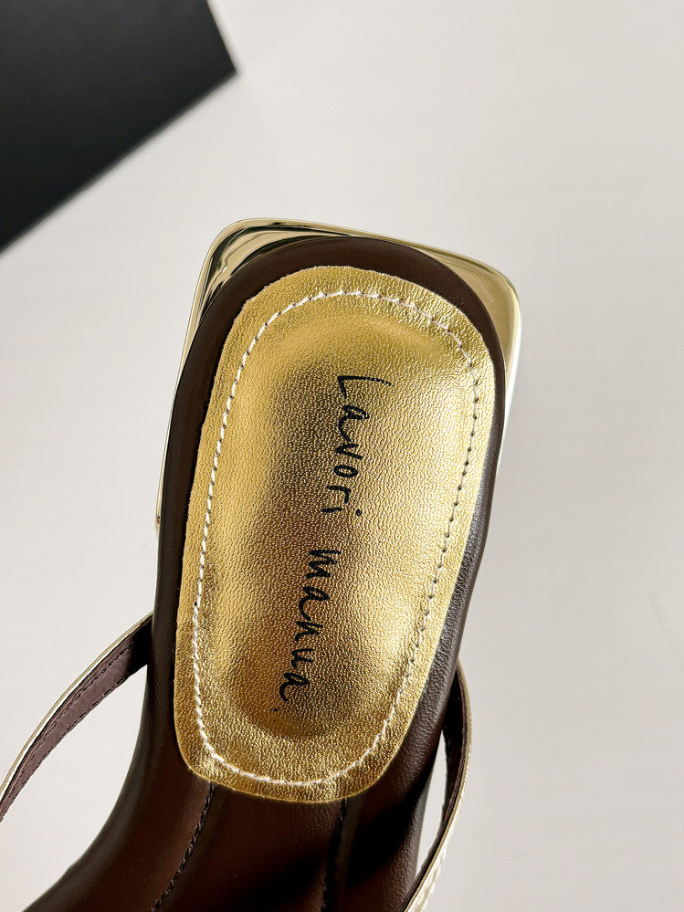 Karin Luna In Stock Spot Goods  One-Strap Sequin Floral Square-Toe Flat Slippers