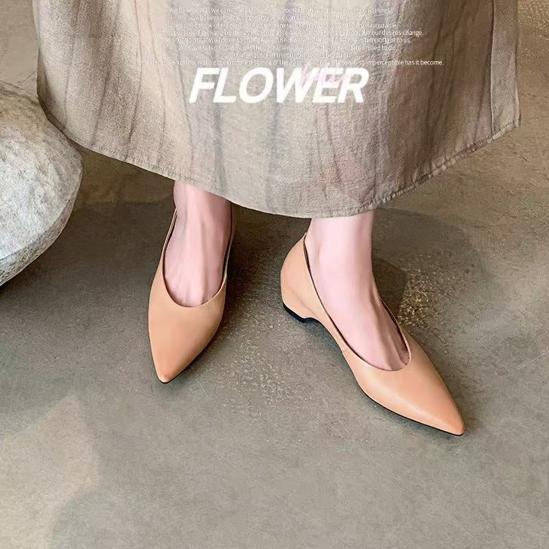 Karin Luna Full Layer Inside and Out~Basic Versatile Retro French Pointed Toe Irregular Heel Single Shoes