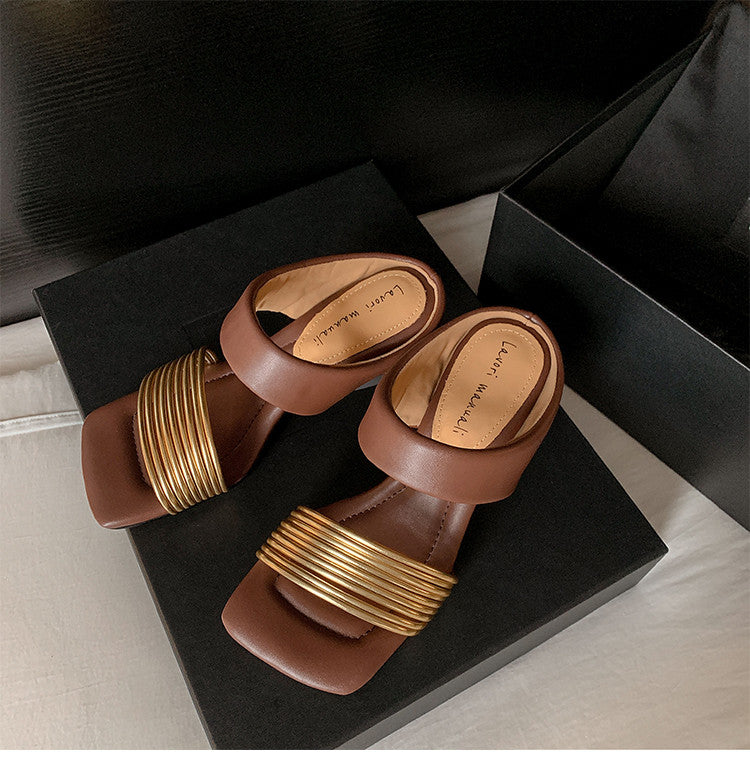 Karin Luna In Stock In Stock Minimalist Style Square-Toed Elegant Slippers