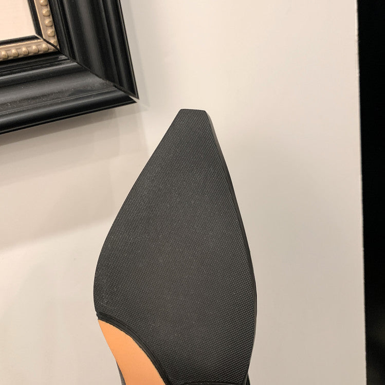 Karin Luna Elegant Style Pointed Toe Chunky Heel Short Boots