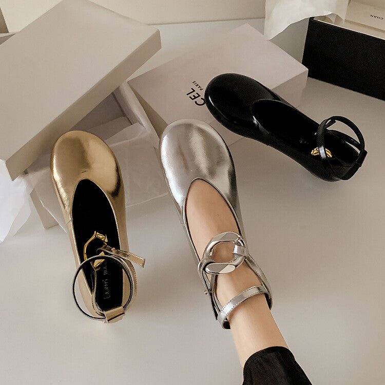 Karin Luna In Stock Large Stock Main Promotion  Two-Way Wear Height-Increasing Retro Gold Buckle Mary Jane Shoes