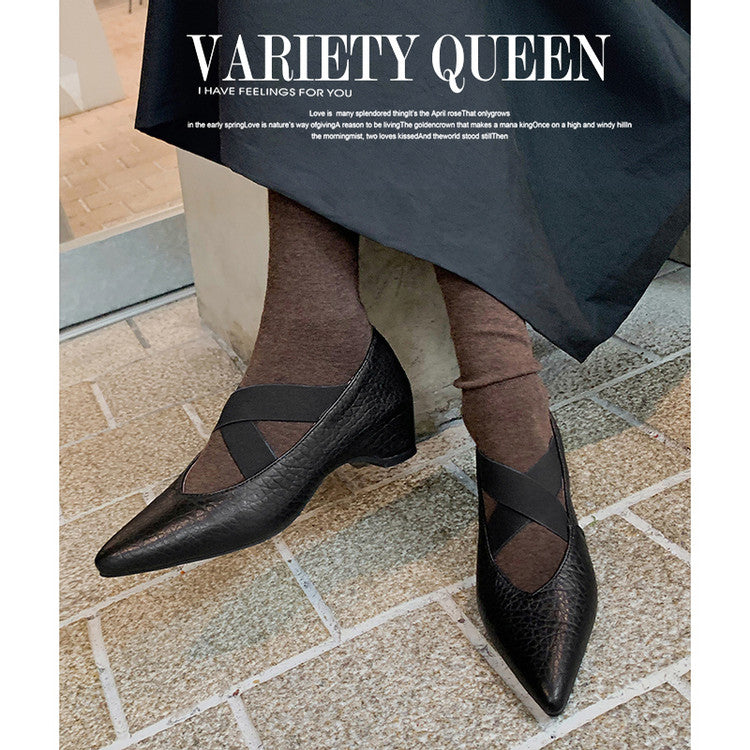 Karin Luna In Stock  Spot Goods  a Large Number of Spot Goods Pointed Toe Cross Strap Hidden Wedge Shoes