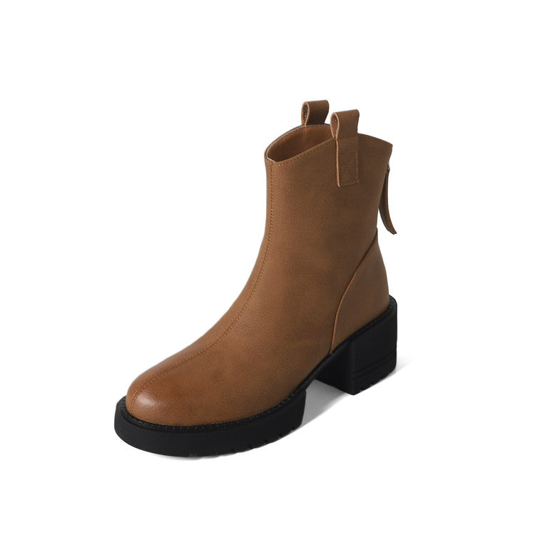 Karin Luna In Stock Versatile Round Toe Chunky Heel Ankle Boots