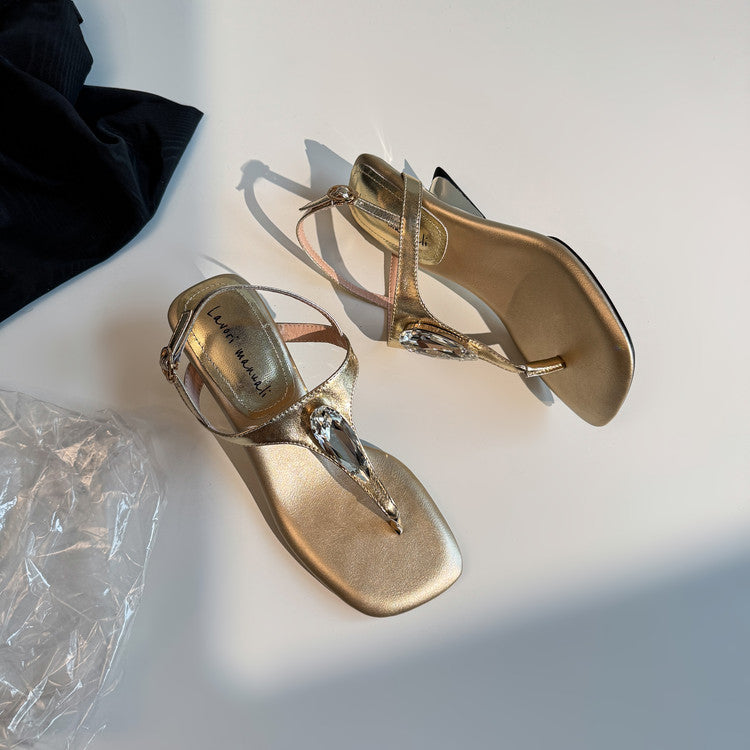 Karin Luna Bestseller Element Square Toe Irregular Heel Super Stable Toe Clip Sandals