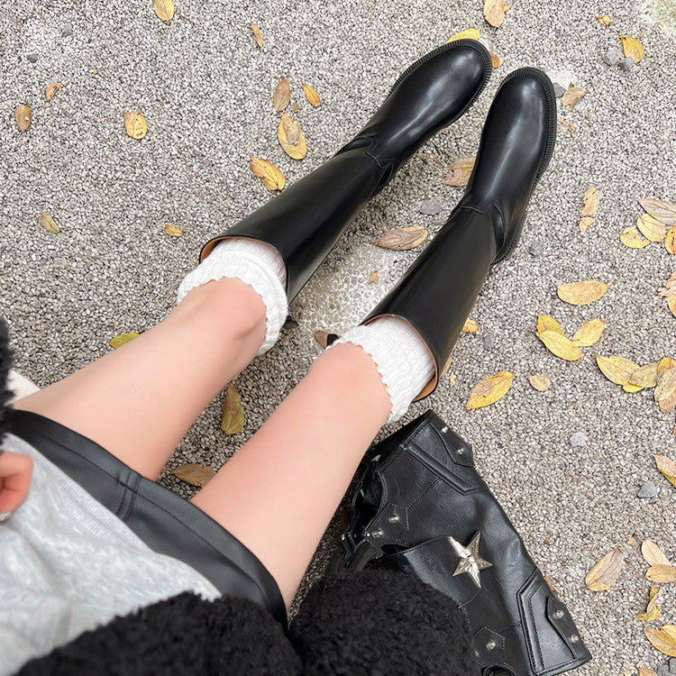 Karin Luna In Stock In-stock Basic Classic Timeless Round Toe Casual Riding Boots