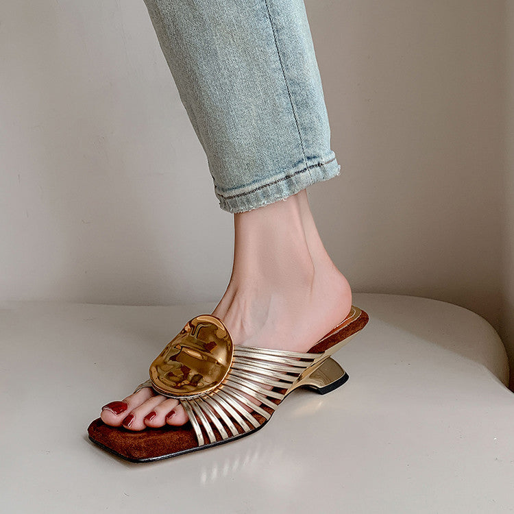 Karin Luna Bestseller Popular New Image  Comes with data plan included Resort Style Irregular Heel Thin Strap Slippers
