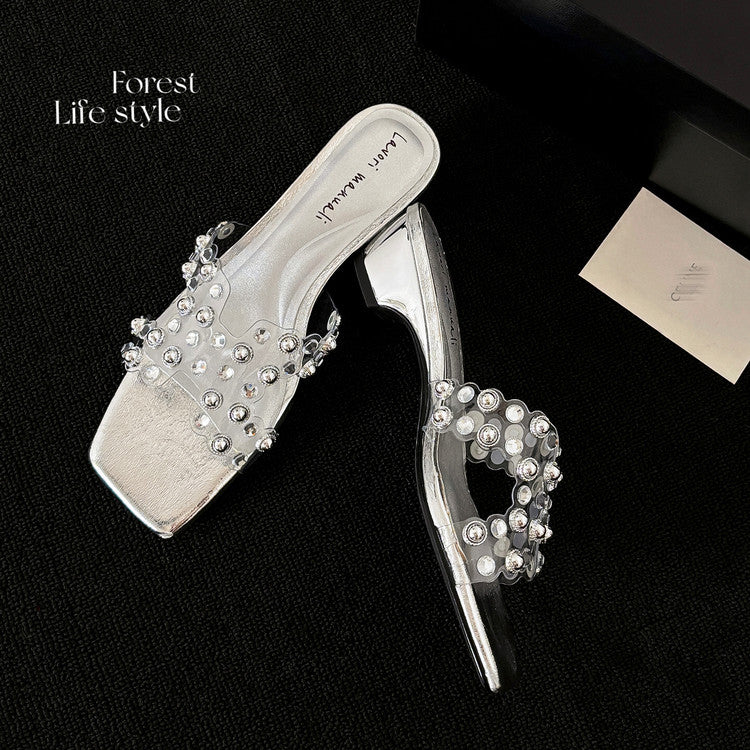 Karin Luna In Stock Spot Goods Classic versatile transparent sequin slippers