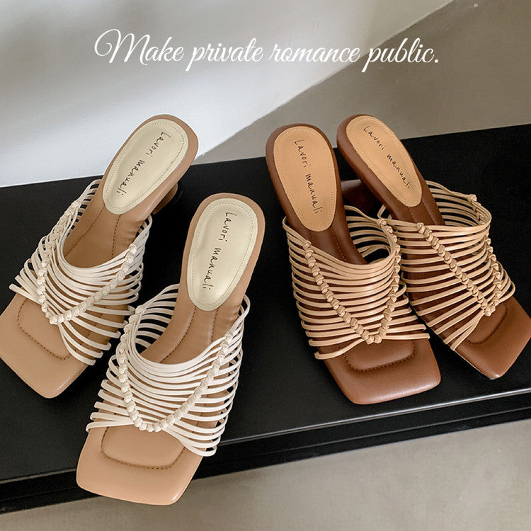 Karin Luna Bestseller Woven Vacation Style Series~ Elegant High Heel Slippers