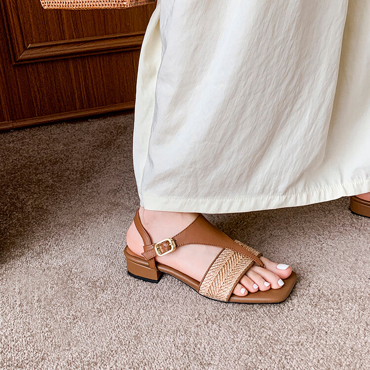 Karin Luna Hot-Selling Series~Resort Style Straw Woven Comes with data plan included Designed thong sandals
