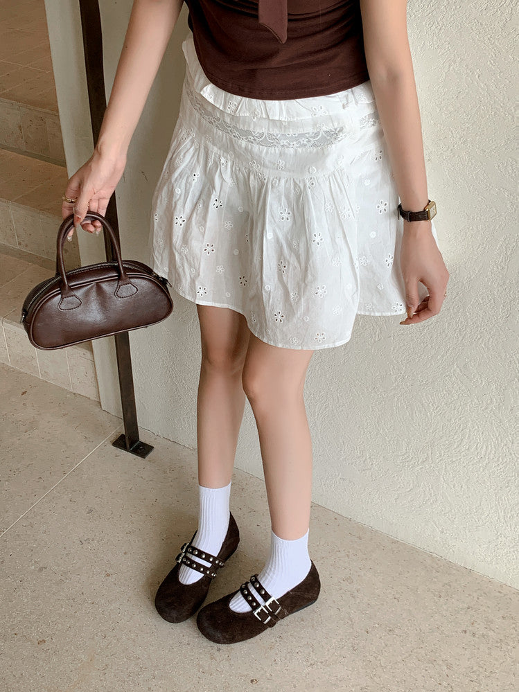 Karin Luna Hot Item Hot Item Punk Style One-Strap Round-Toe Suede Leather Height-Increasing Flats