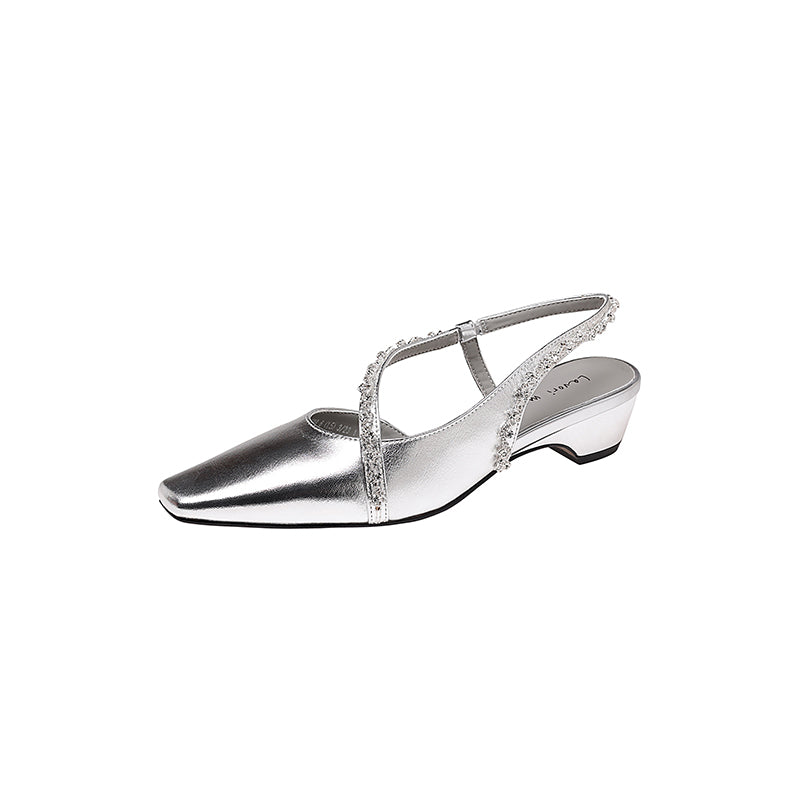 Karin Luna In Stock In Stock  Fresh Summer Vibes  Rhinestone Small Square Toe Elegant Closed-Toe Sandals