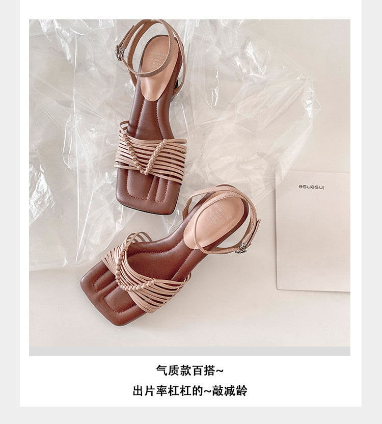 Karin Luna Data Hot Item  Comes with data plan included Hand-woven Square Toe Sofa Insoles Irregular Heel Sandals