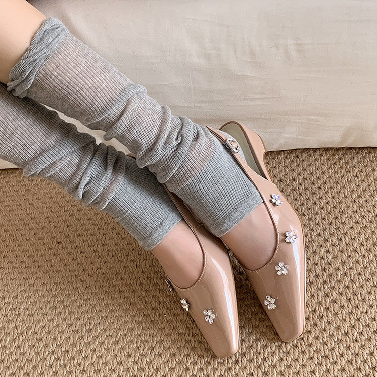 Karin Luna In Stock  Spot Goods  Rhinestone Small Square Toe Closed-Toe Sandals