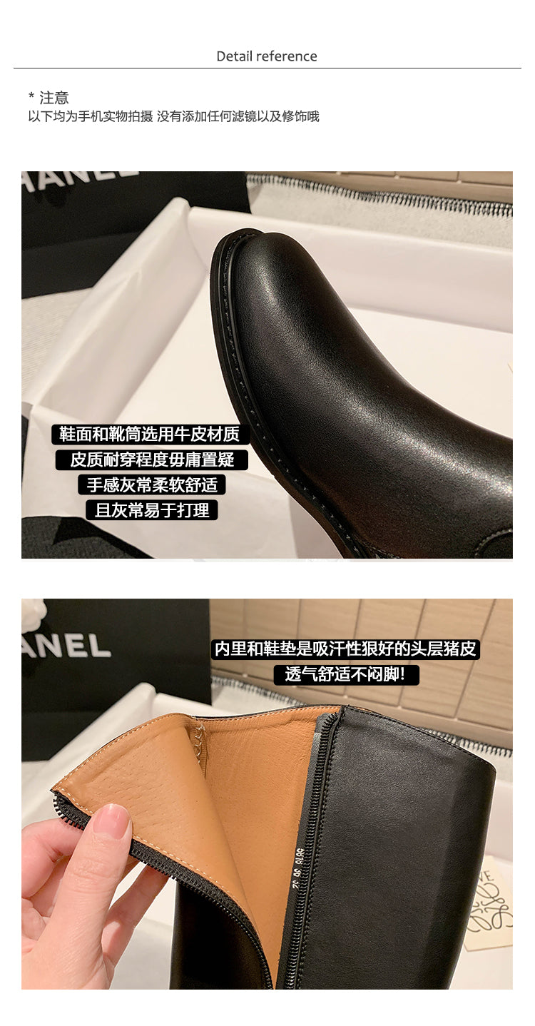 Karin Luna Internet Celebrity Photo  Best-selling in stock Full Leather Basic Long Boots  Winter Essential Combat Boots
