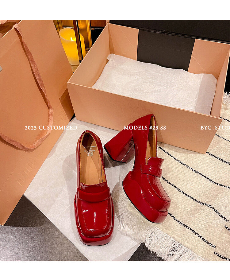 Karin Luna ck Popular Hot Girl Red high heels Full leather inside and out Cow Patent Leather Super High Heel