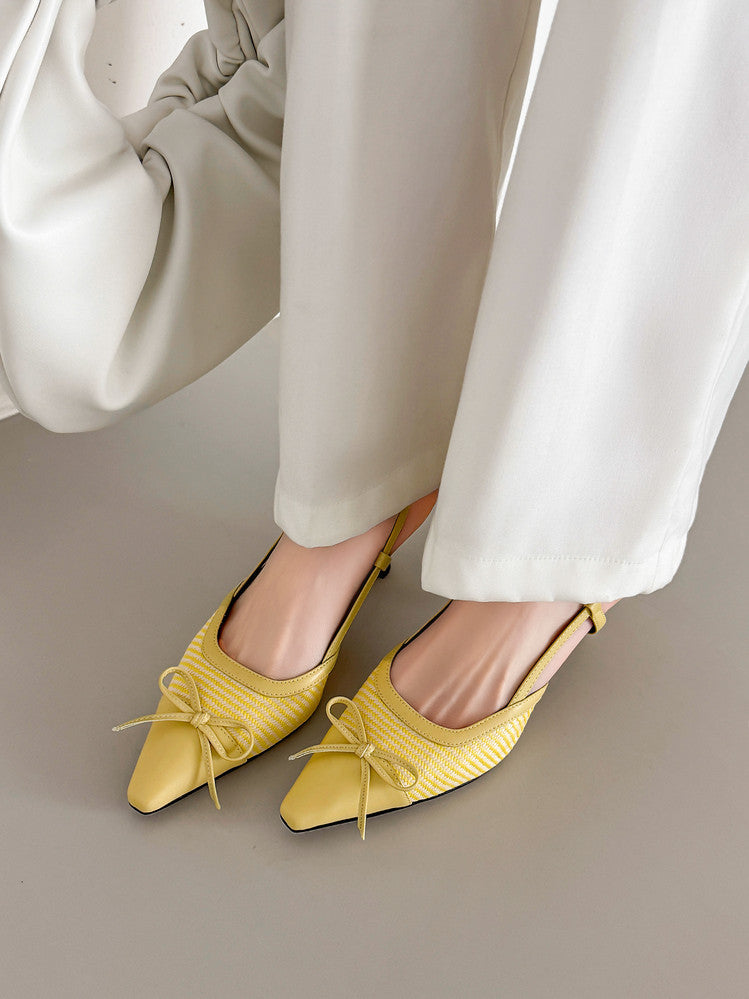 Karin Luna In Stock Spot Goods Braided Style Elegant Thin Heel Pointed Toe Closed-Toe Sandals