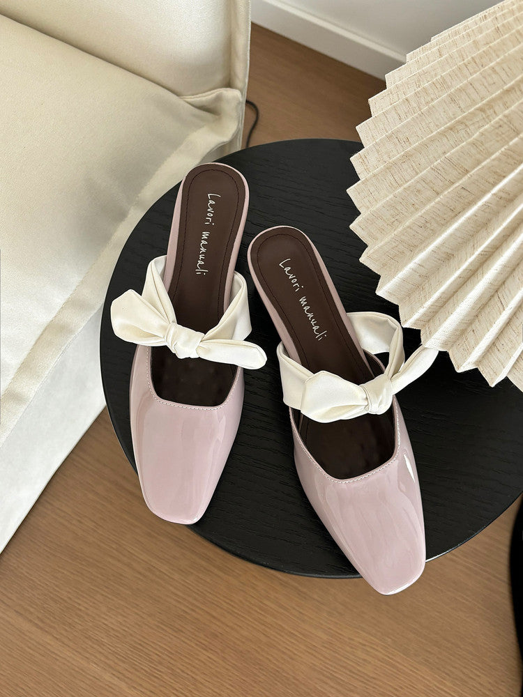 Karin Luna In Stock In Stock  Fluffy feel Bowknot Closed-Toe Slippers