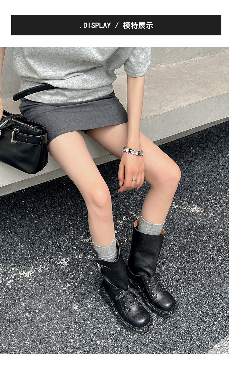 Karin Luna Bestseller Large Tube Thick Sole Martin Boots with Belt Buckle