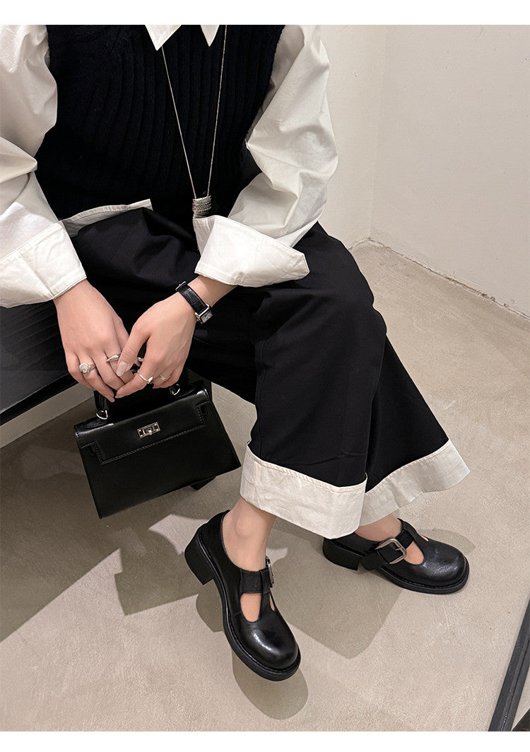 Karin Luna In Stock Spot Goods round Head t Round Toe British Style Single Shoes