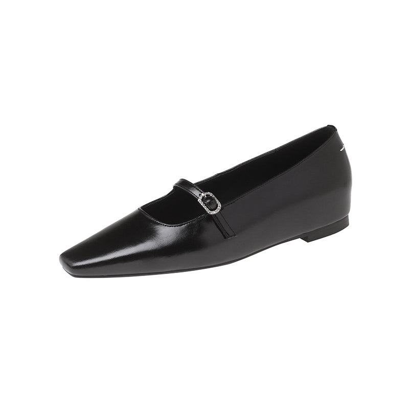 Karin Luna In Stock Spot Goods  Elegant Square-Toe One-Strap Height-Increasing Flats