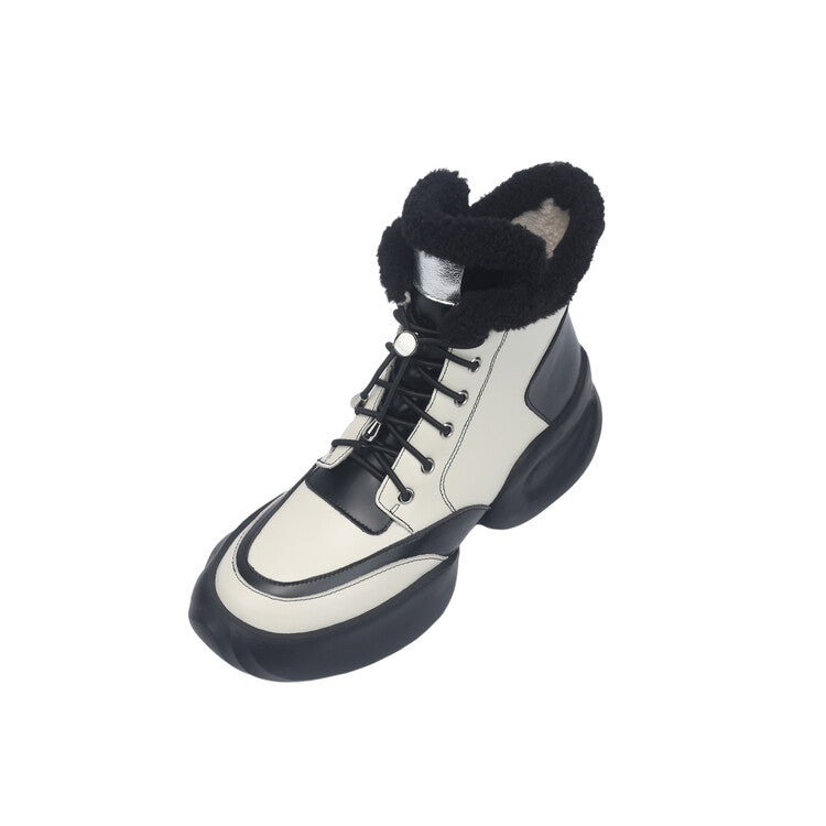 Karin Luna In Stock  Spot Goods  Hot-selling Sports Thick Sole Thickened Fur Snow Boots Full cowhide