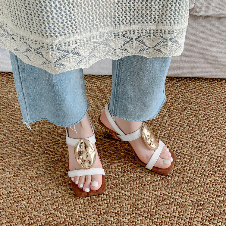 Karin Luna Hot-Selling Fasteners  Irregular Heel Open-Toe Sandals