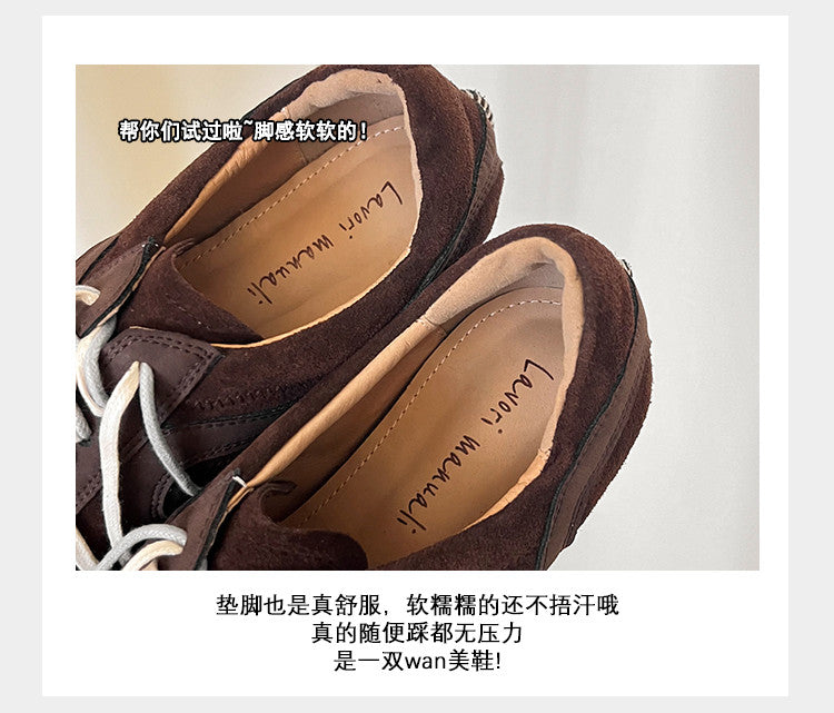 Karin Luna In Stock Spot Goods Casual Style Suede Lace-Up Height-Increasing Popular Single Shoes