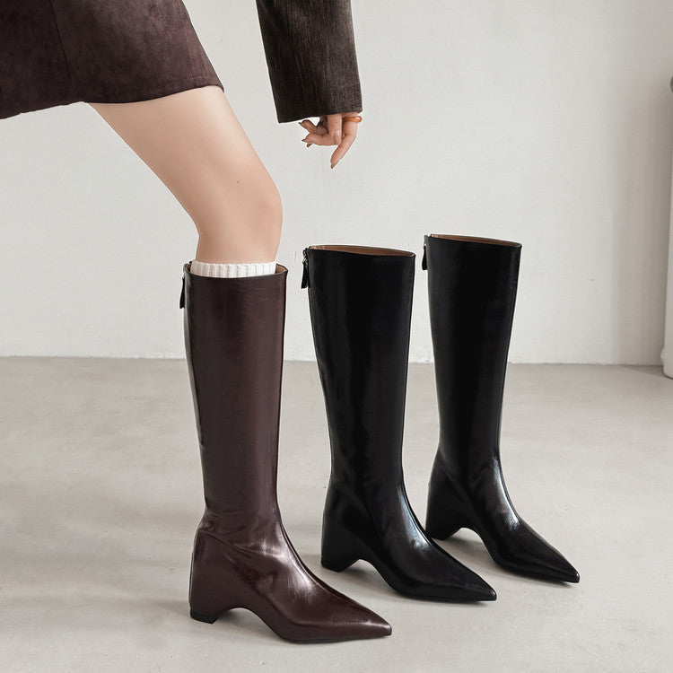 Karin Luna Elegant Style Pointed Toe Internal Height Increase Long Boots