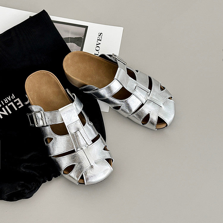 Karin Luna Full Layer Inside and Out~Basic Versatile Perforated Round Toe Birkenstock Slippers