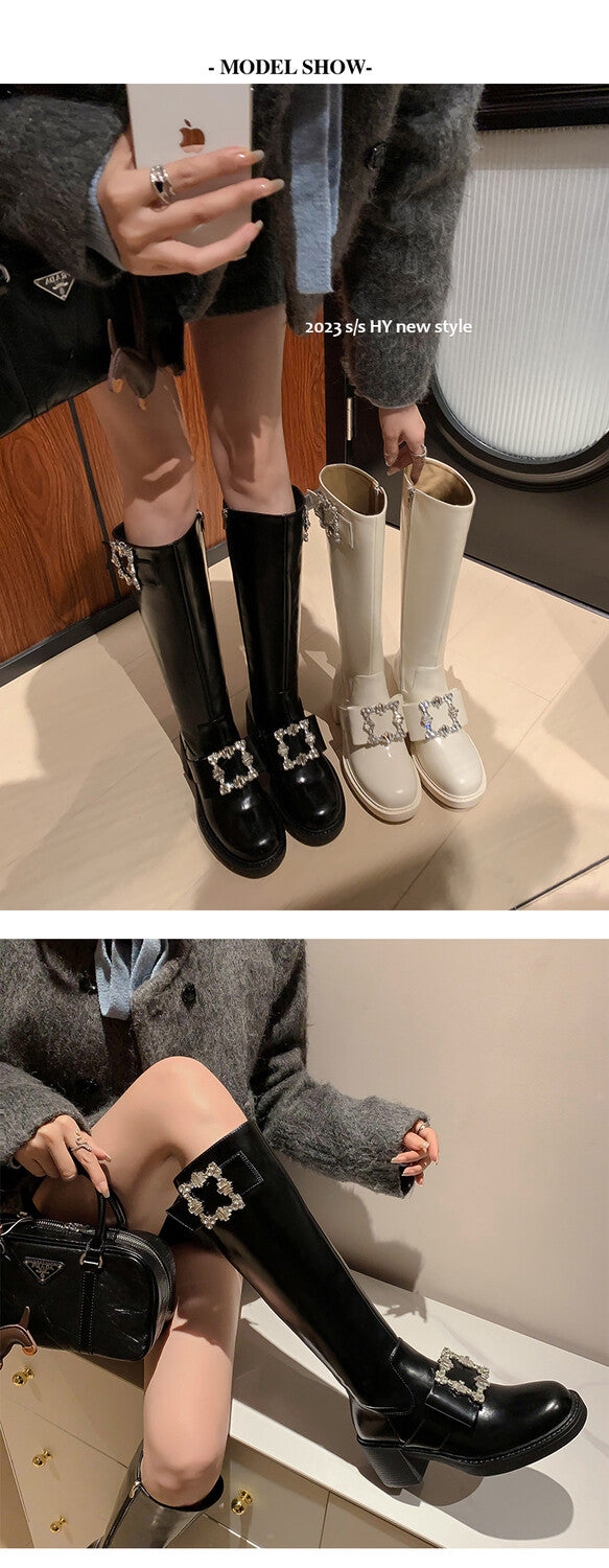 Karin Luna has prepared stock  Custom Large Square Buckle Bowknot Fastener Elegant Long Boots