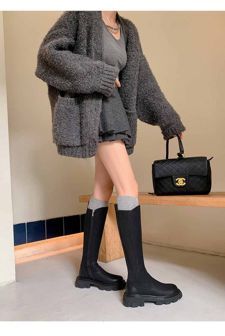 Karin Luna In Stock Versatile Irregular Stretch Fabric Long Boots