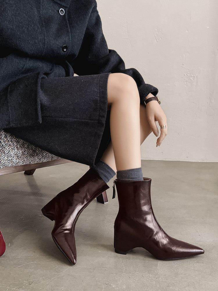 Karin Luna Versatile Elegant Style Pointed Toe Hidden Wedge Short Boots