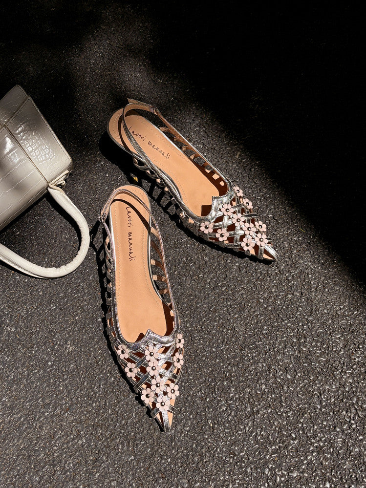 Karin Luna In Stock Spot Goods  Purely Handmade Flowers High-end Hollow Out Sandals