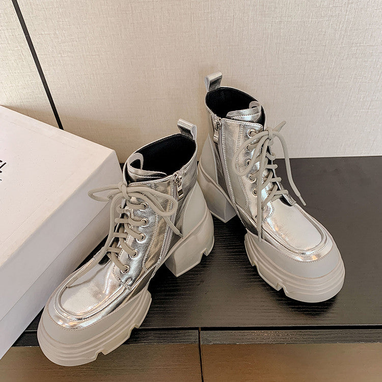 Karin Luna Casual Thick Sole Lace-up Short Boots