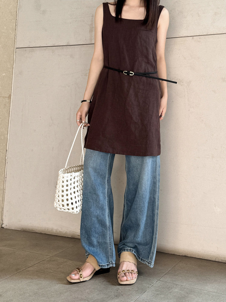 Karin Luna Hot-Selling Element Amber Heel~Spot Goods Spot Goods  Vacation Style One-Strap Amber Irregular Heel Slippers
